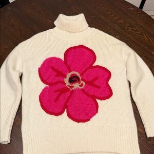 Kate Spade Size Medium Cream Floral Intarsia Sweater